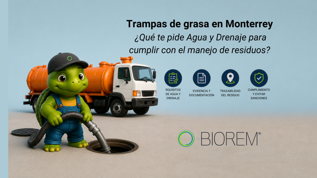 Tilo haciendo servicio a las trampas de grasa en Monterrey.